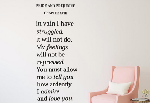 Pride and Prejudice Quote Wall Sticker